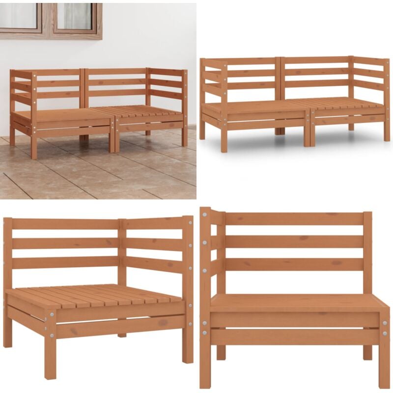 Canapé à 2 places de jardin Marron miel Bois de pin solide - Canapé De Jardin - Mobilier De Jardin - Canapé En Bois - Salon De Jardin - Ensemble De