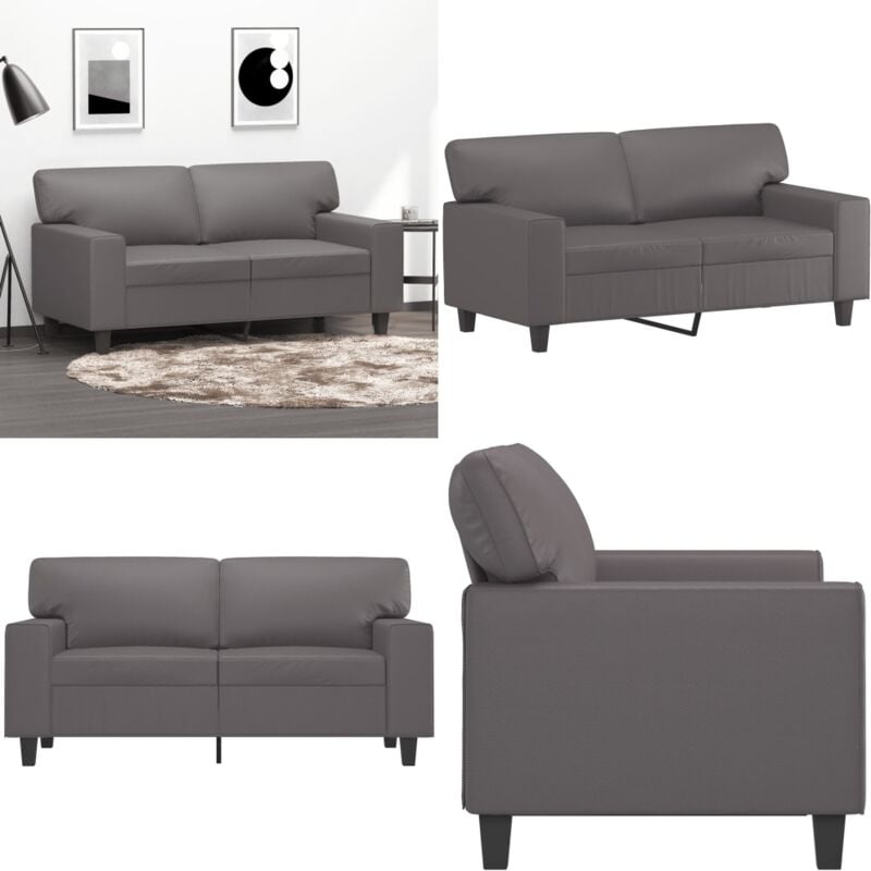 Vidaxl - Canapé à 2 places Gris 120 cm Similicuir - Canapé Deux Places - Canapé Gris - Canapé Simili Cuir - Canapé Design - Canapé Moderne - Home &