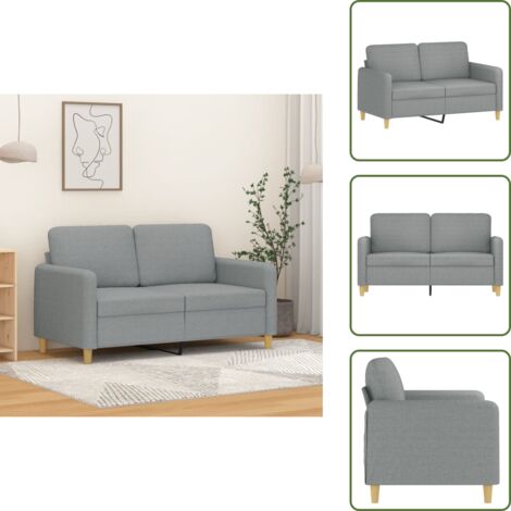 Canapé à 2 places Gris clair 120 cm Tissu - Canapé Deux Places - Canapé Gris - Canapé Tissu - Canapé Moderne - Canapé Design