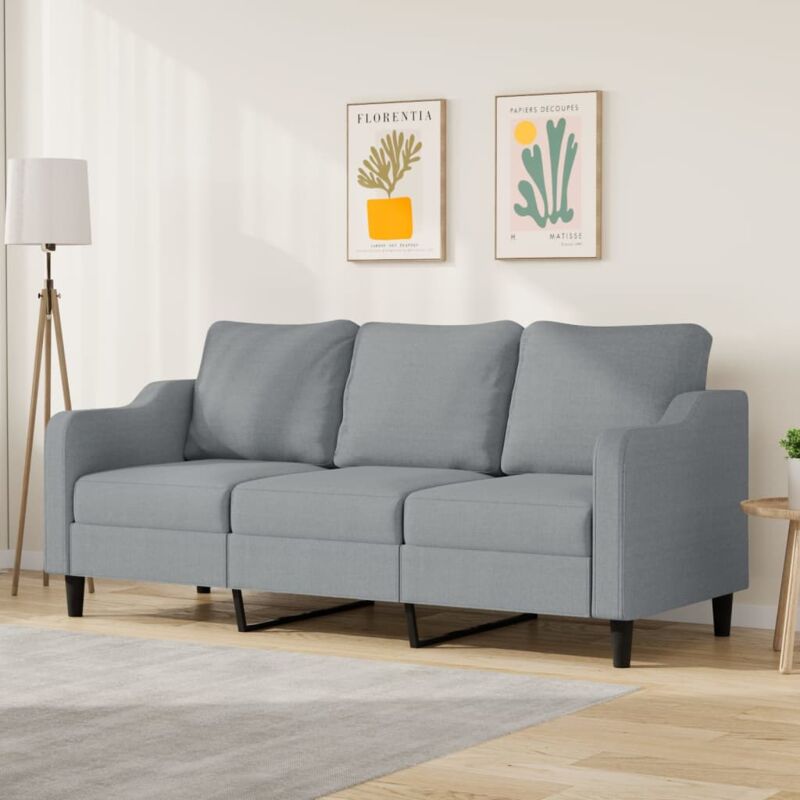 Vidaxl - Canapé à 3 places Gris clair 180 cm Tissu