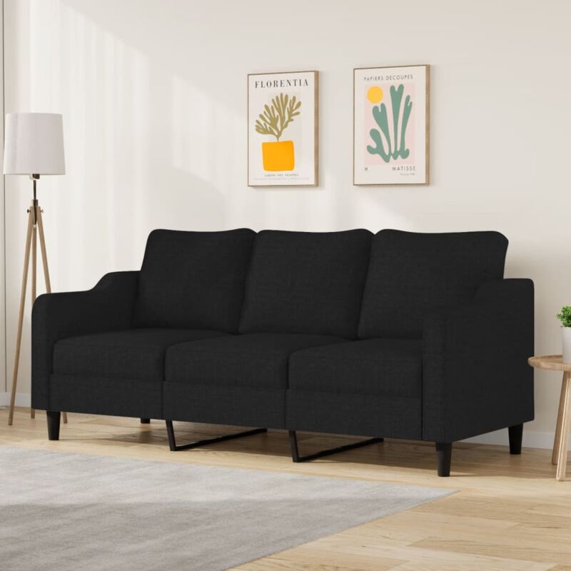 Vidaxl - Canapé à 3 places Noir 180 cm Tissu