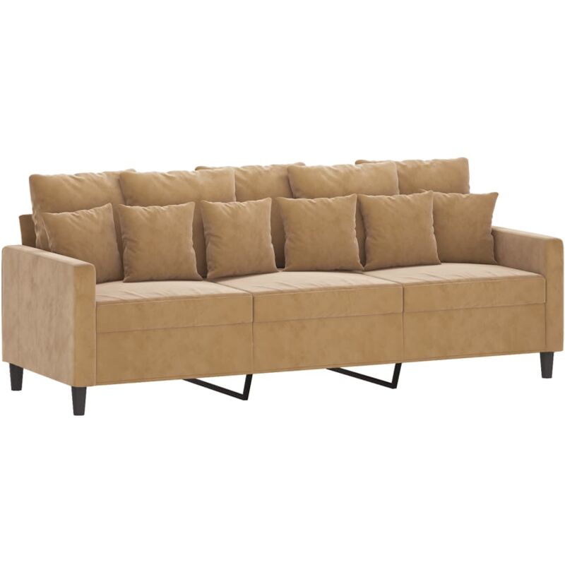 Vidaxl - Canapé à 3 places Marron 180 cm Velours
