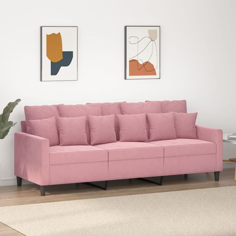 Vidaxl - Canapé à 3 places Rose 180 cm Velours