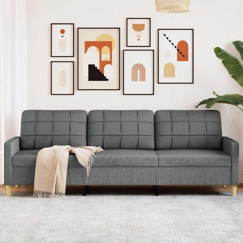 Vidaxl - Canapé à 3 places Gris foncé 210 cm Tissu