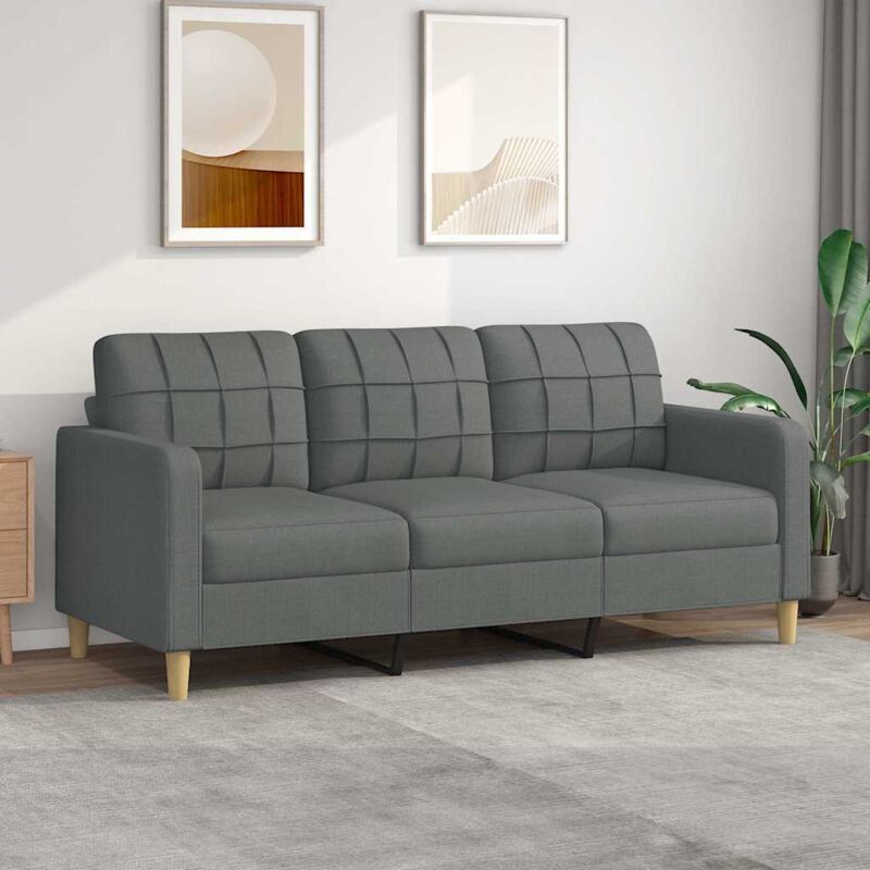 Vidaxl - Canapé à 3 places Gris foncé 180 cm Tissu