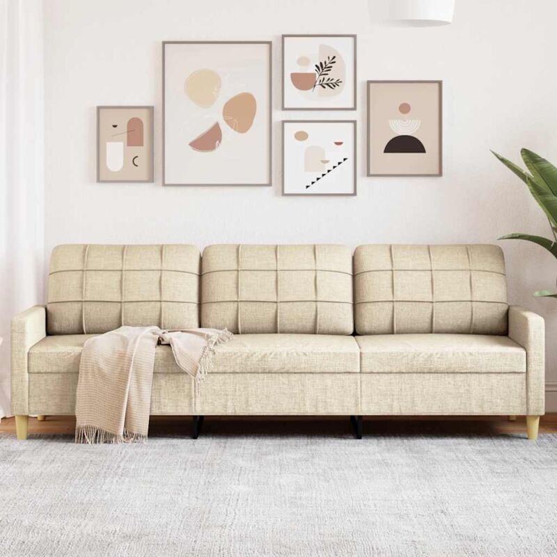 Vidaxl - Canapé à 3 places Crème 210 cm Tissu