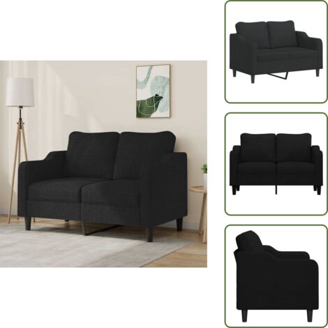 Canapé à 2 places Noir 120 cm Tissu - Canapé Deux Places - Canapé Noir - Canapé Tissu - Canapé Design - Meuble Salon
