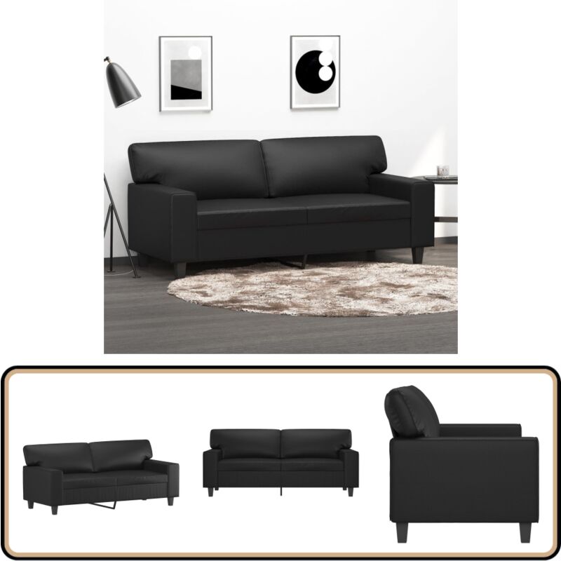Vidaxl - Canapé à 2 places Noir 140 cm Similicuir - Canapé Deux Places - Canapé Noir - Canapé Tissu - Canapé Moderne - Canapé Salle à Séjour