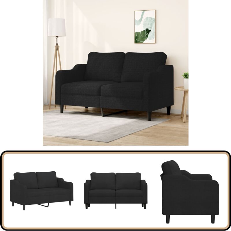 Vidaxl - Canapé à 2 places Noir 140 cm Tissu - Canapé Deux Places - Canapé Noir - Canapé Tissu - Canapé Design - Canapé Moderne