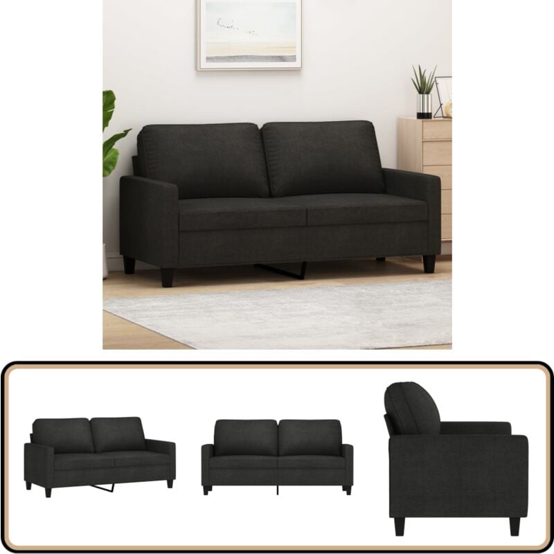 Vidaxl - Canapé à 2 places Noir 140 cm Tissu - Canapé Deux Places - Canapé Noir - Canapé Tissu - Meuble Salon - Canapé Design