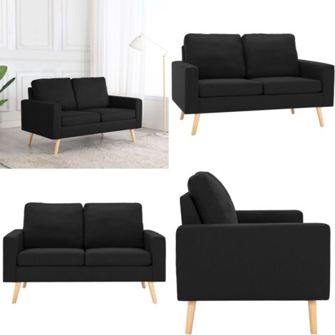 Canapé à 2 places Noir Tissu - Canapé Deux Places - Canapé Noir - Canapé Design - Canapé Moderne - Canapé Tissu - Home & Living