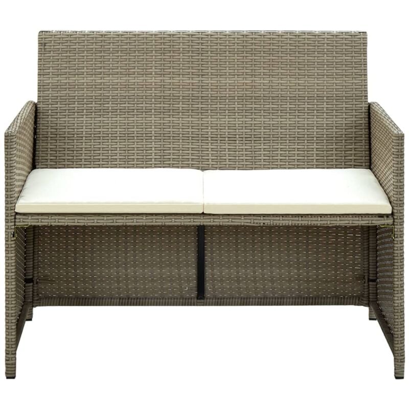 Canapé de jardin à 2 places avec coussins Beige Résine tressée