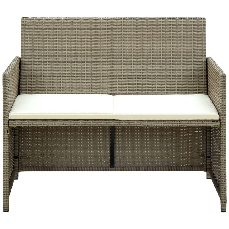 Canap&eacute; de jardin &agrave; 2 places avec coussins Beige R&eacute;sine tress&eacute;e