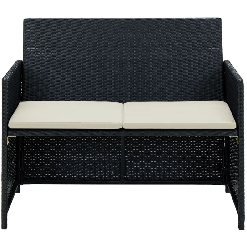 Vidaxl canap&eacute; &agrave; 2 places r&eacute;sine tress&eacute;e 100 x 56 x 85 cm noir 43910