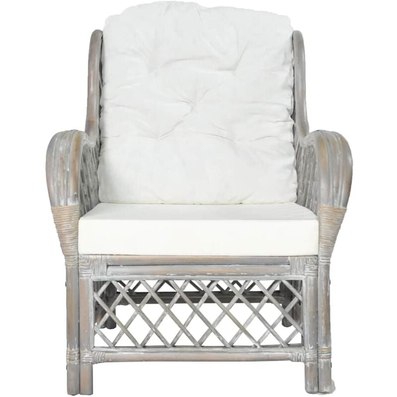Vidaxl - Canapé avec coussin Gris Rotin naturel et lin