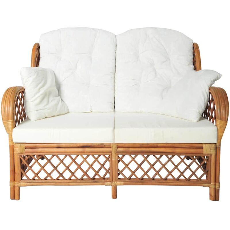 Vidaxl - Canapé à 2 places Marron clair Rotin