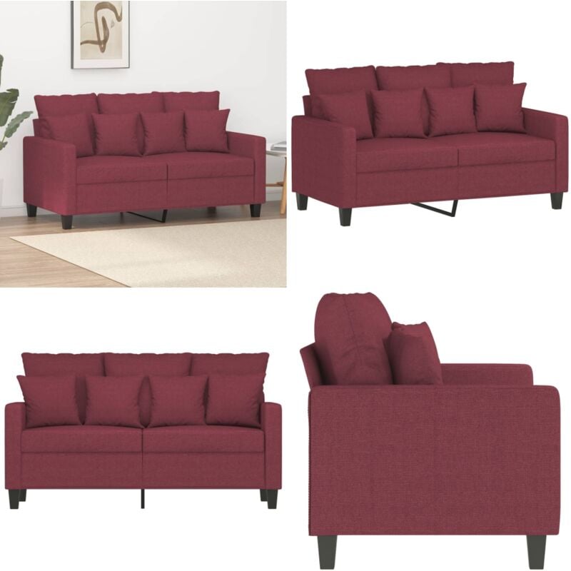 Vidaxl - Canapé à 2 places Rouge bordeaux 120 cm Tissu - Canapé Deux Places - Canapé Rouge - Canapé Tissu - Canapé Design - Canapé Moderne - Home &