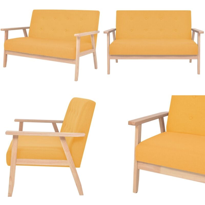 Vidaxl - Canapé à 2 places Tissu Jaune - Canapé Deux Places - Canapé Jaune - Canapé Tissu - Canapé Moderne - Canapé Confortable - Home & Living