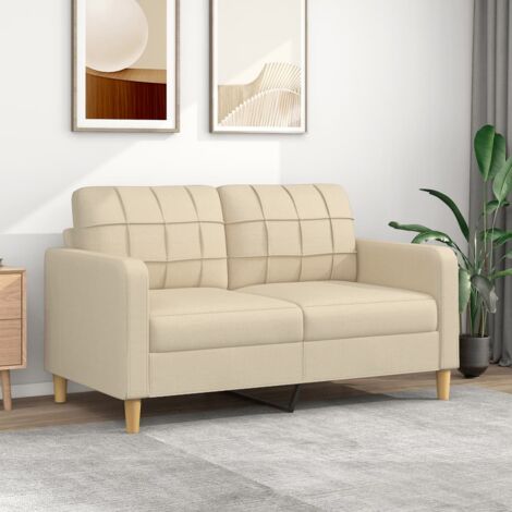 Canapé à 2 places,Sofa pour Salon,Banquette Crème 140 cm Tissu CFW11452