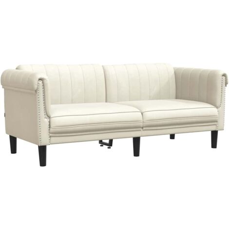 Canapé à 2 places,Sofa pour Salon,Banquette crème velours CFW412798