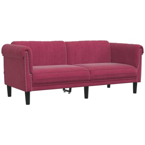 Canapé à 2 places，Sofa pour Salon，Banquette rouge bordeaux velours CFW887475