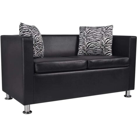 Canapé à 2 places,Sofa Style Moderne Cuir synthétique Noir -Q6774