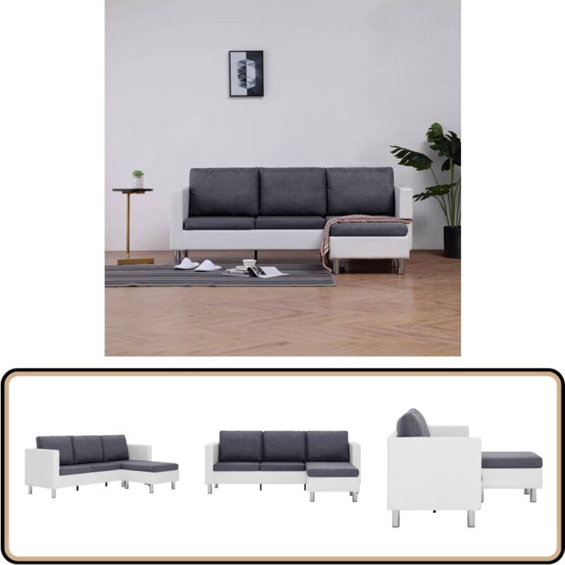 Vidaxl - Canapé à 3 places avec coussins blanc similicuir - Canapé Trois Places - Canapé Moderne - Canapé Design - Canapé Similicuir - Canapé Blanc