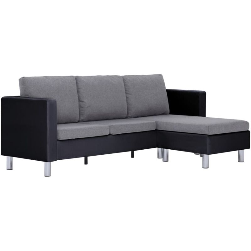 Vidaxl - Canapé à 3 places avec coussins noir similicuir