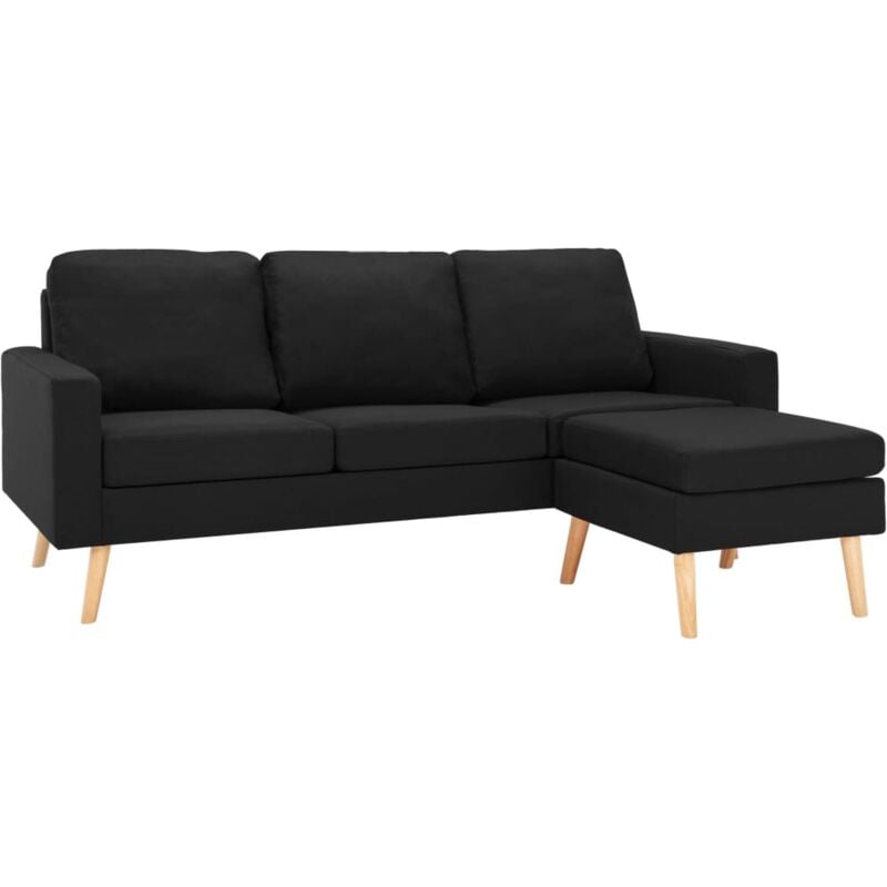 Vidaxl - Canapé à 3 places avec repose-pied Noir Tissu