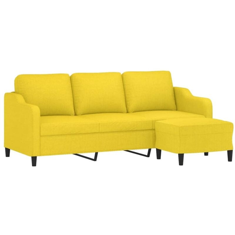 Vidaxl - Canapé à 3 places avec repose-pieds Jaune clair 180 cm Tissu