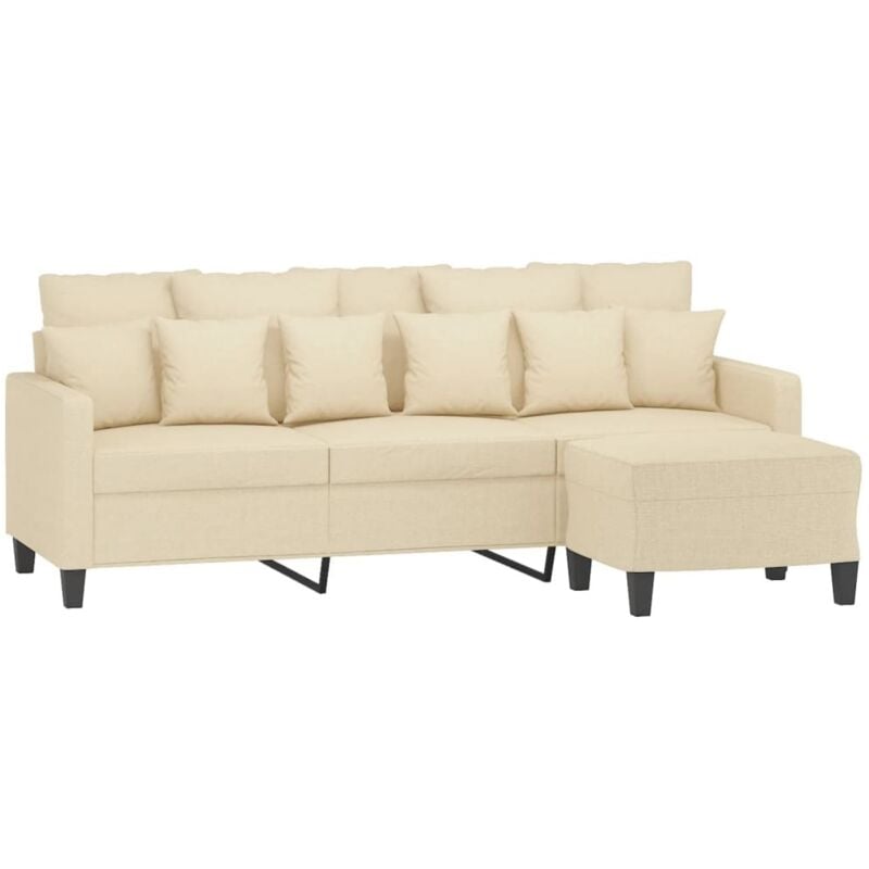 Vidaxl - Canapé à 3 places avec repose-pieds Crème 180 cm Tissu