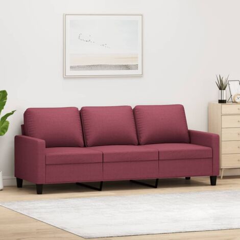 Canapé à 3 places, Banquette Sofa de Salon, Canapé droit Rouge bordeaux 180 cm Tissu KEF900528 DESIGN IN