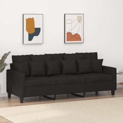 Canapé à 3 places, Canapé droit, Banquette Sofa de Salon Noir 180 cm Tissu WFE854626 DESIGN IN