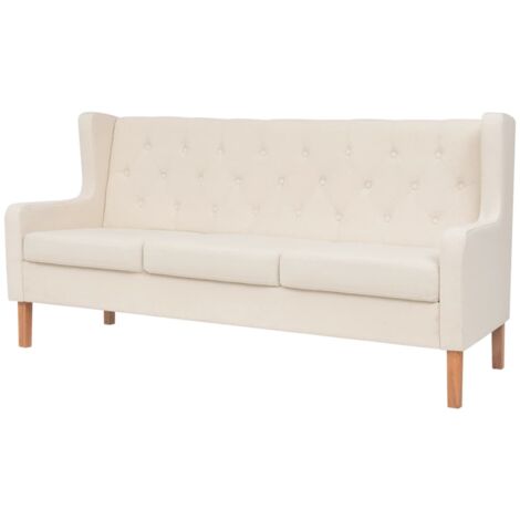 Canapé à 3 places, Canapé droit, Banquette Sofa de Salon Tissu Blanc crème WFE183250 Maison Chic