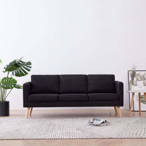 Canapé à 3 places, Canapé droit, Banquette Sofa de Salon Tissu Noir EFE11338 DESIGN IN