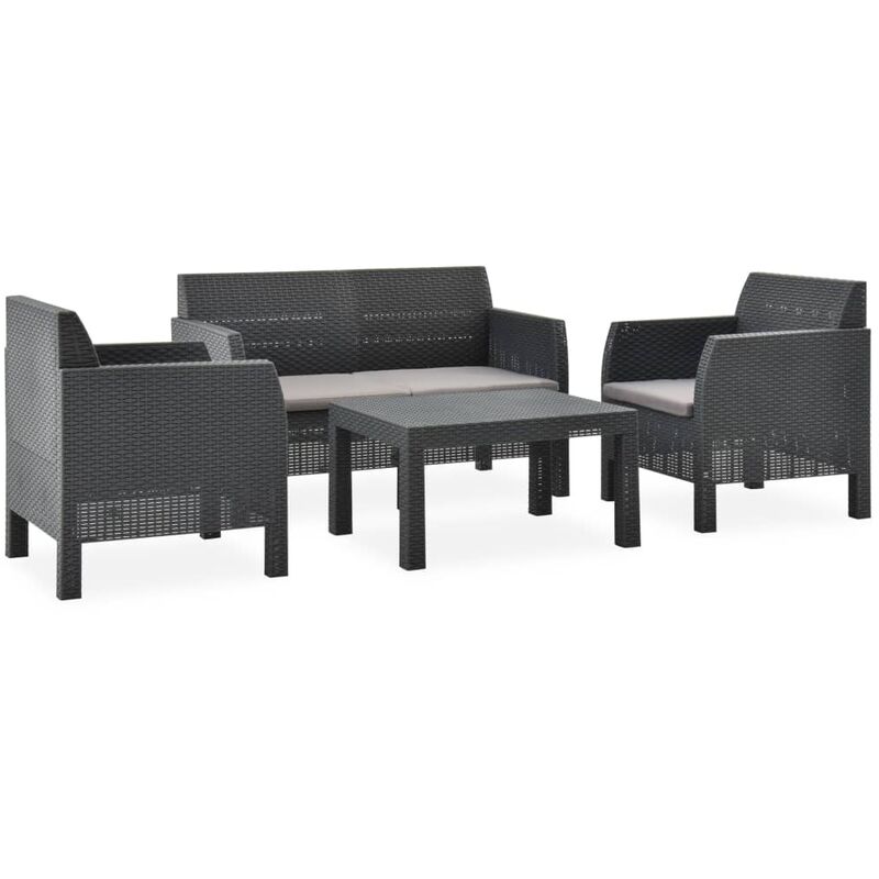 Vidaxl - Salon de jardin 4 pcs avec coussins pp Rotin Anthracite
