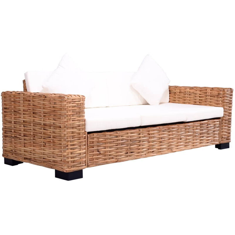 Canape a 3 places de jardin Rotin naturel