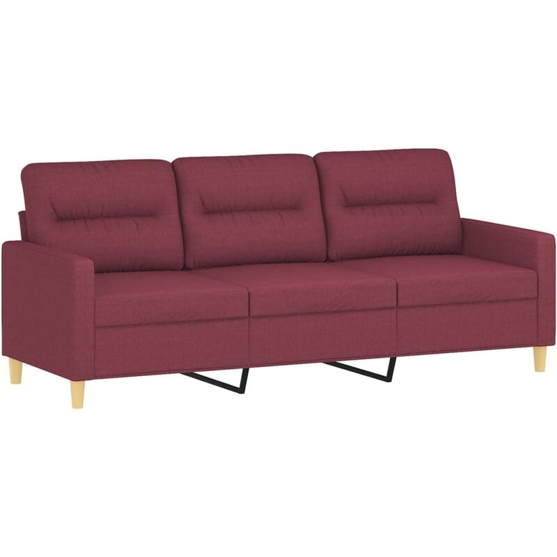 Vidaxl - Canapé à 3 places Rouge bordeaux 180 cm Tissu