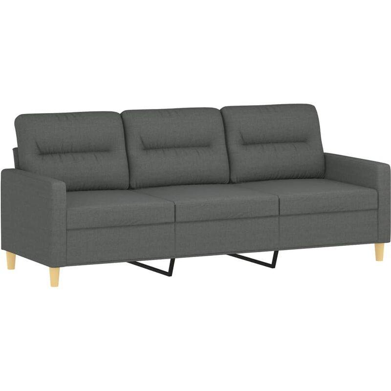 Vidaxl - Canapé à 3 places Gris foncé 180 cm Tissu