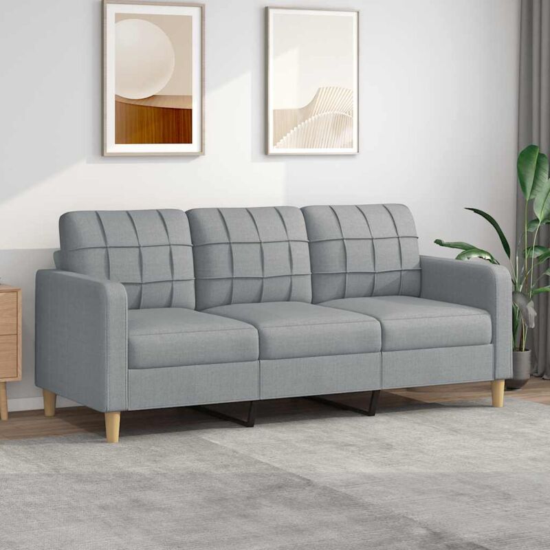 Decdeal - Canapé à 3 places Gris clair 180 cm Tissu