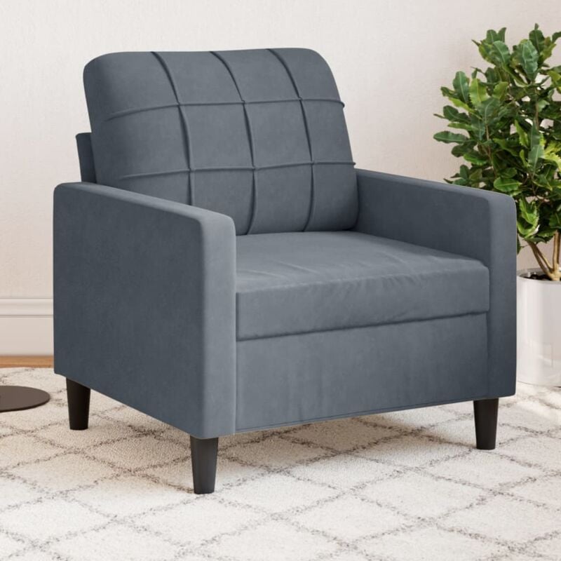 Vidaxl - Fauteuil Gris foncé 60 cm Velours