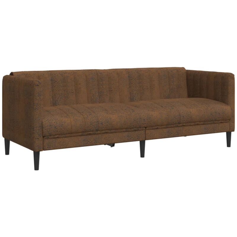 Vidaxl - Canapé à 3 places marron similicuir daim