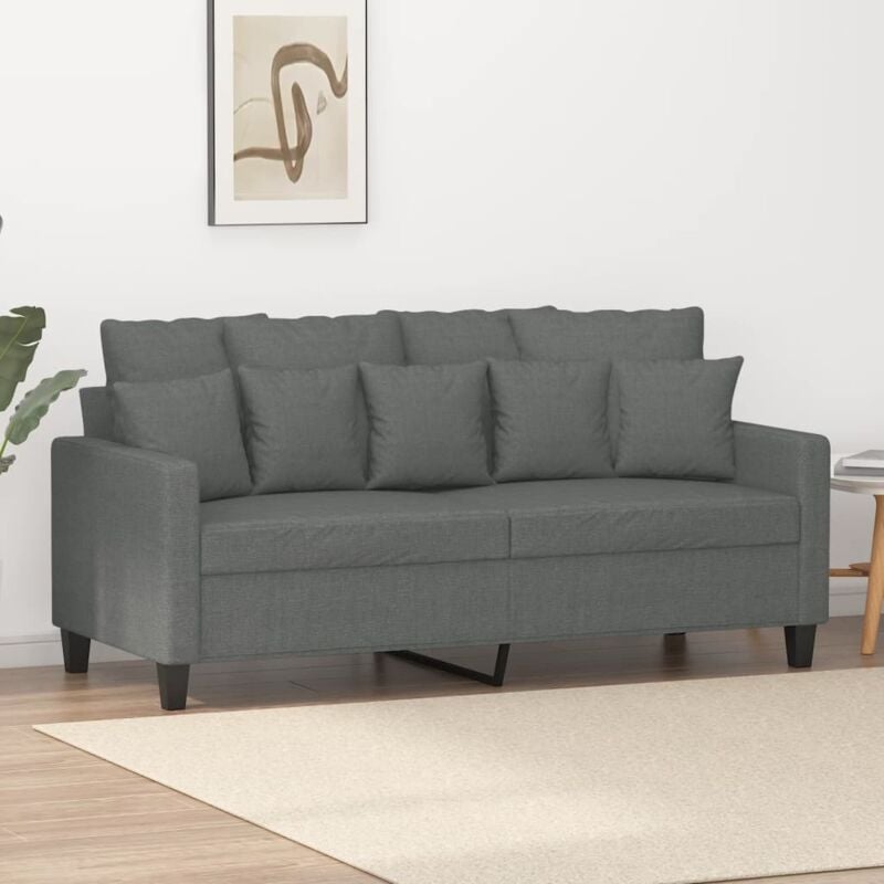 Vidaxl - Canapé à 2 places Gris foncé 140 cm Tissu