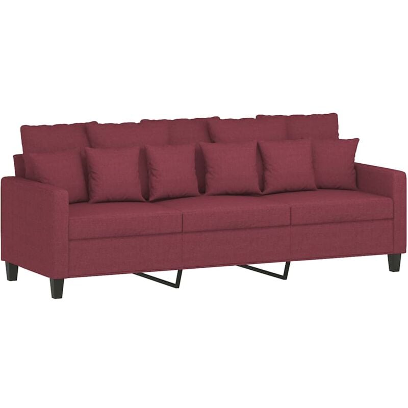 Vidaxl - Canapé à 3 places Rouge bordeaux 180 cm Tissu