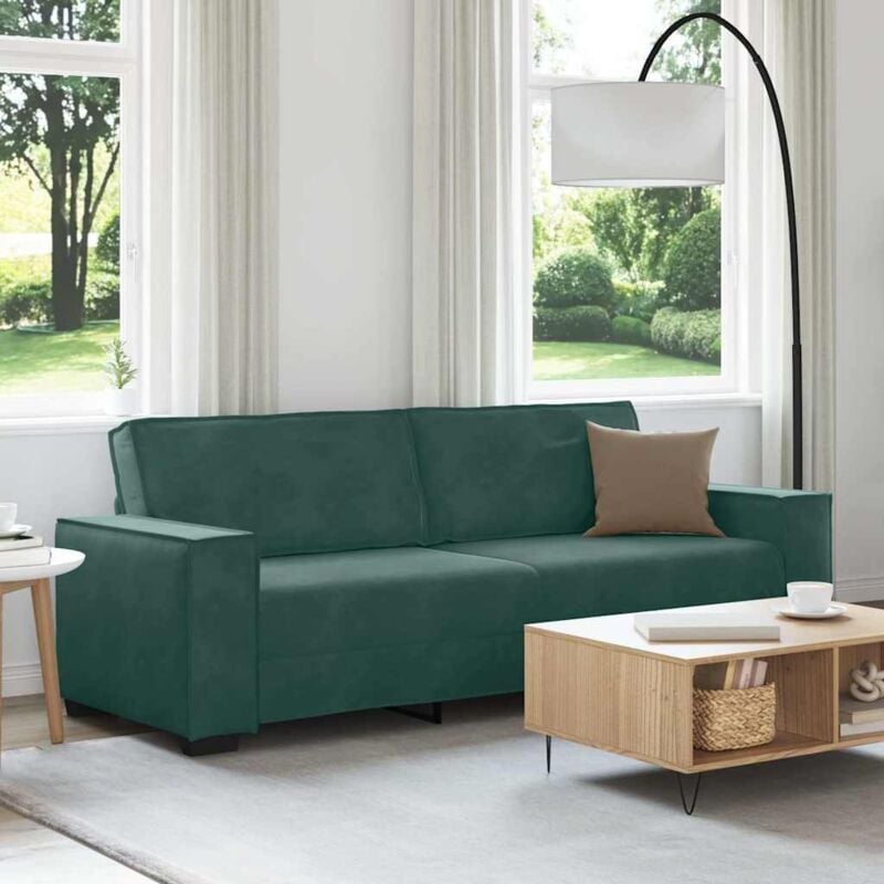 Vidaxl - Canapé à 3 places Vert foncé 180 cm Velours