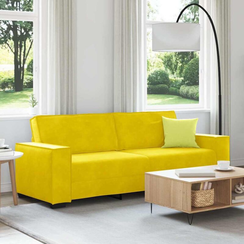 Vidaxl - Canapé à 3 places Jaune 180 cm Velours