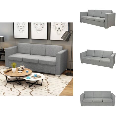 Canapé à 3 places Tissu Gris clair - Canapé 3 Places - Canapé Tissu - Canapé Gris - Canapé Design - Meuble Salon