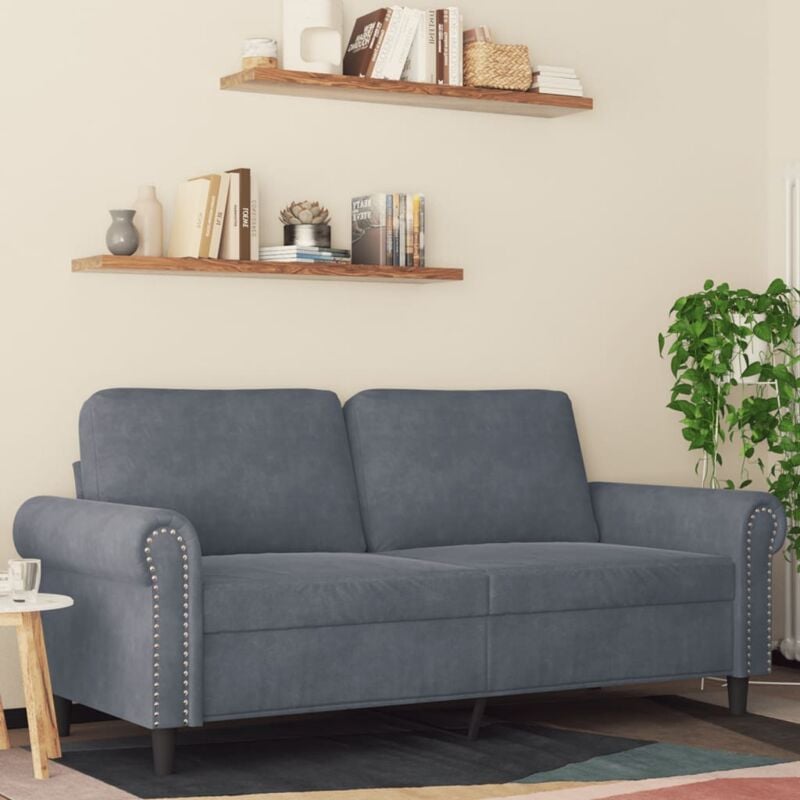Vidaxl - Canapé à 2 places Gris foncé 140 cm Velours