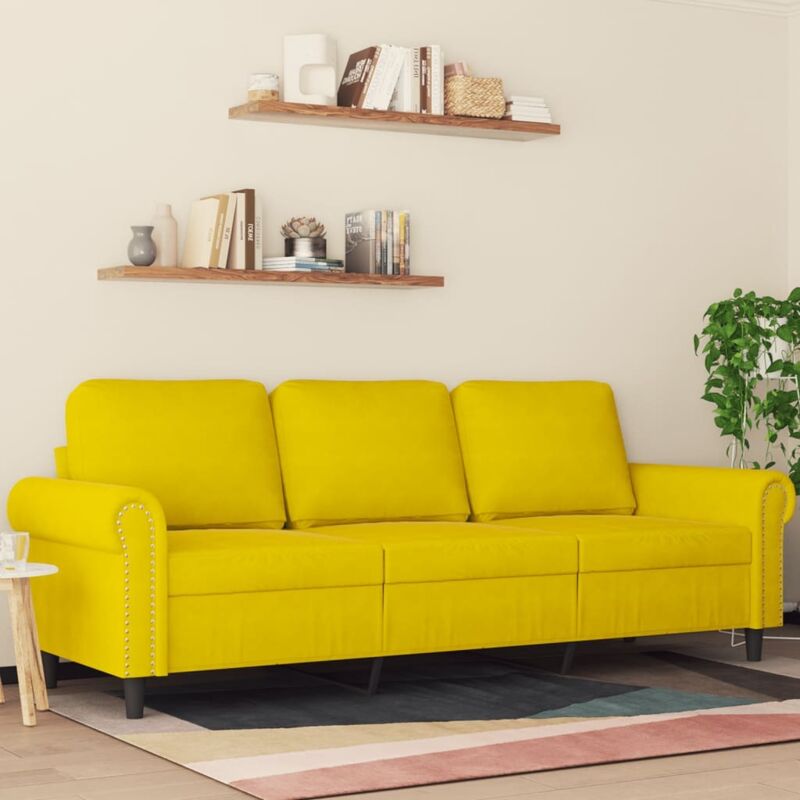 Vidaxl - Canapé à 3 places Jaune 180 cm Velours