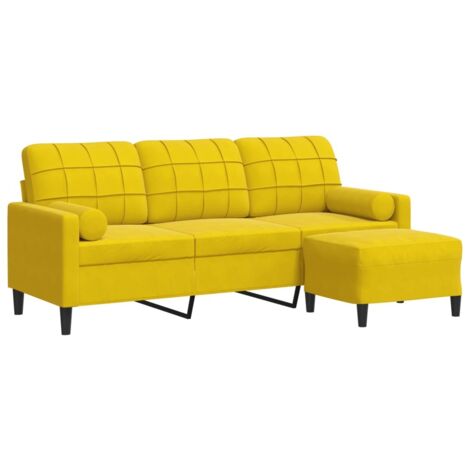 Canapé à 3 places,Sofa pour Salon,Banquette avec repose-pieds jaune 180 cm velours CFW651191